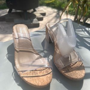 Clear block heel sandals